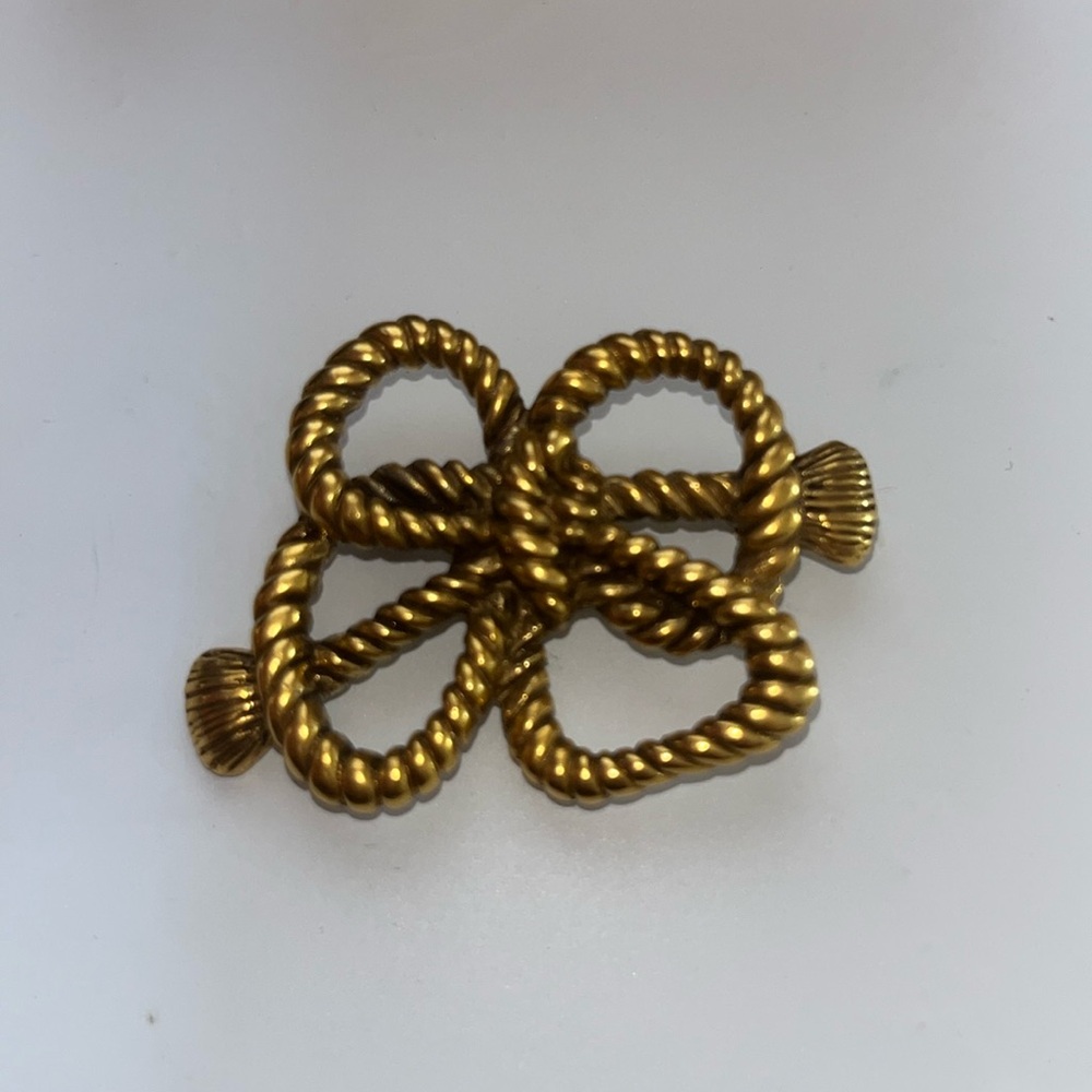 FABULOUS METROPOLITAN MUSEUM ART MMA BNM 18K GOLD PLATED ROPE BOW KNOT BROOCH